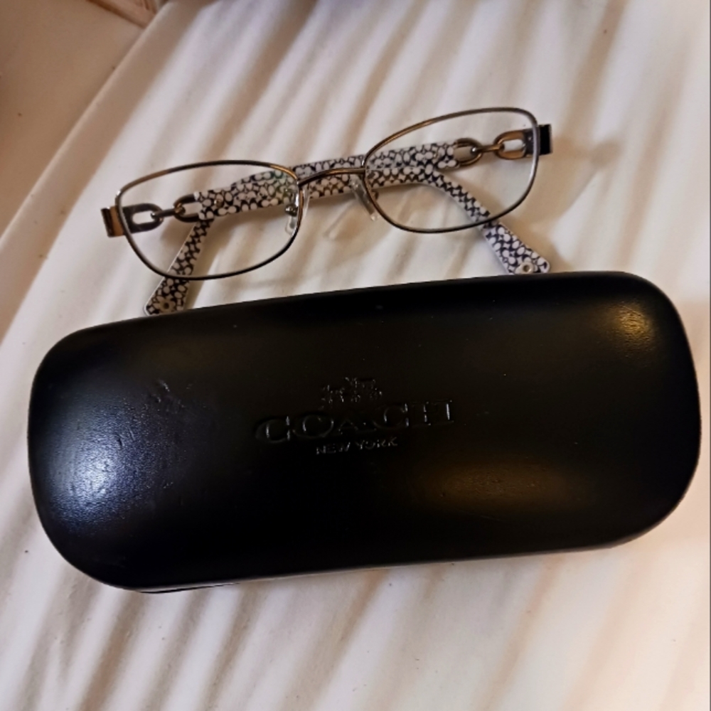 Coach Women's Dark Silver Black and White 49mm Eyeglasses!